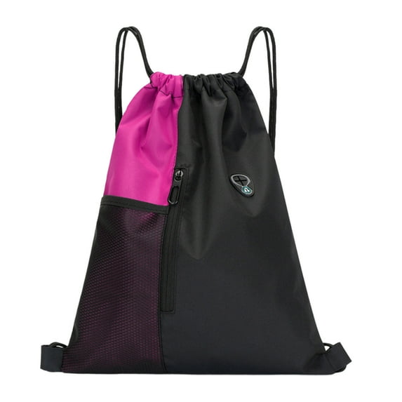 Uxgjfwu Drawstring Backpack Large Capacity, Heavy Duty Sports Sack for Hiking Camping, Lightweight String Bag with Pockets