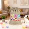 thumbnail image 1 of Uxgjfwu Easter Bunny Linen Gift Bag, Drawstring Candy Bag with Egg Motifs, Reusable Party Favor Pouch for Spring Holiday, Children's Treat Bag, Festive Packaging, 1 of 6