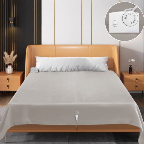 Uxgjfwu Electric Mattress Pad with Dual Controls, Enlarged Heating Blanket with Zoning Temperature, Under Mat Electric Warmer for Bed, Safe and Comfortable