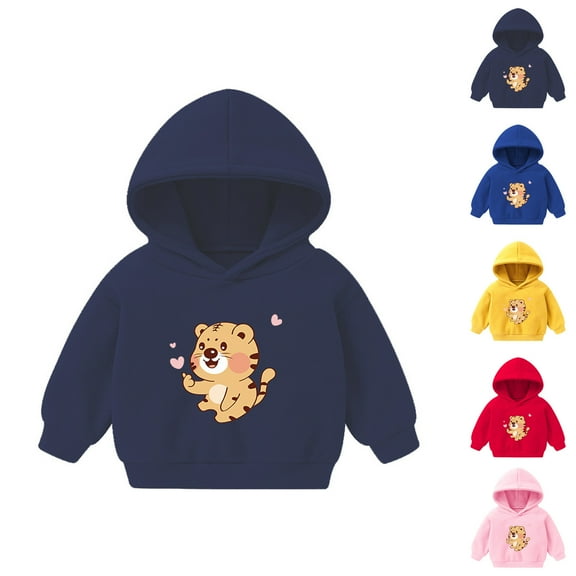 Uxgjfwu Fall Long Sleeve Shirts Kids Hooded Sweatshirts for Boys Tiger Printed Shirts Toddler Pullover Hoodie Shirts