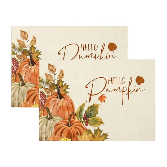 Uxgjfwu Fall Placemats Set of 2 12x18 Inches Thanksgiving Harvest Vintage Table Mats for Party Catering Decorations and Home Use