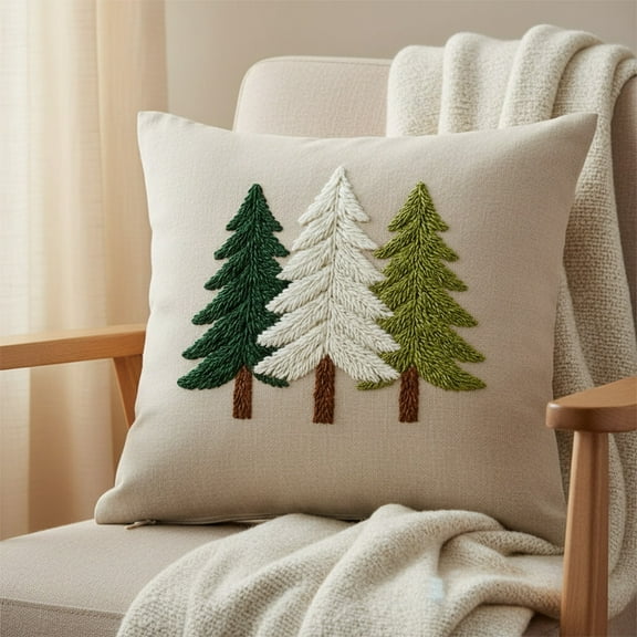 Uxgjfwu Festive Christmas Pillow Cover, Decorative Pillow Case with Hidden Closure, Soft Textured Fabric for Seasonal Home Decor, Living Room Arrangement