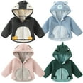 thumbnail image 1 of Uxgjfwu Flannel Jacket for Kids Infant Baby Hoodie Jacket Girls Boys Winter Warm Jacket Knit Outwear Hooded Jacket, 1 of 7