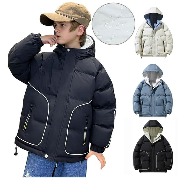Uxgjfwu Fleece Jacket Boys Girls Winter Jacket Coat Warm Clothes 5-16 Years Old Kids Fashion Long Sleeve Hoodie Outerwear
