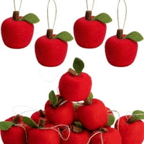 Uxgjfwu Flocked Apple Christmas Ornaments 12 Pack Red Velvet Hanging Tree Decor for Xmas Holiday Party Festive Decorations