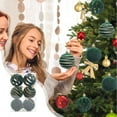 thumbnail image 1 of Uxgjfwu Flocked Christmas Ornaments 6 Pack 2.4" Red Green White Glitter Balls Set with Hangers for Christmas Tree Decorations Home Holiday Party, 1 of 6
