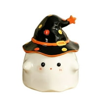 Uxgjfwu Ghost Ceramic Mug with Lid Funny Personality Coffee Cup for Office Household Halloween Party