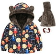 thumbnail image 1 of Uxgjfwu Girls Jackets Toddler Baby Boys Girls Flower Print Plush Cute Winter Thick Casual Keep Warm Hooded Coat Jacket, 1 of 8