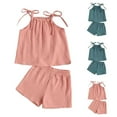 thumbnail image 1 of Uxgjfwu Girls Summer Clothing Solid Color Casual Sets Baby Girls Suspender Camisole Shorts Two-piece Set, 1 of 9