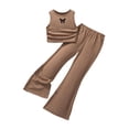 thumbnail image 1 of Uxgjfwu Girls Summer Outfits Printed Sleeveless V Neck Strap Loose Short Skirts Tank Top 2 Piece Sets, Sizes 8-12,Brown, 1 of 8