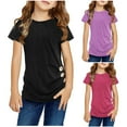 thumbnail image 1 of Uxgjfwu Girls Summer Tops Casual Tunic Tops Knot Front Button Short Sleeve Blouse T-Shirt Tee Sizes 4-13,Blue, 1 of 8
