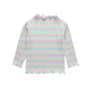 Uxgjfwu Girls Tops Striped Long Sleeve Top Spring and Fall Cotton Bottom Shirt Toddler Clothes Sizes 3-7