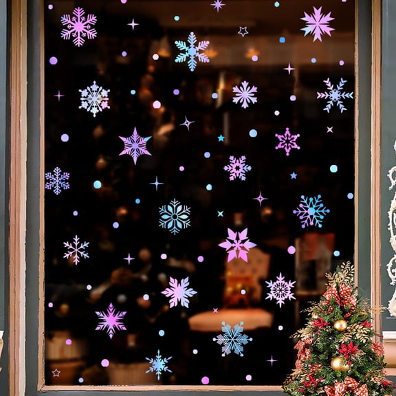Uxgjfwu Glow in The Dark Snowflake Wall Decal, Static Cling Removable Window or Door Sticker, Christmas Bedroom Decor, Festive Home Accent, Easy Apply and Remove