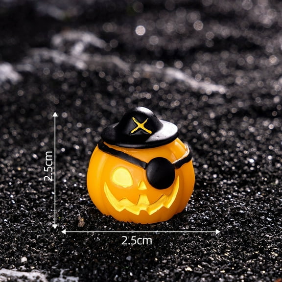 Uxgjfwu Glow in the Dark Pumpkin Head Resin Night Light Miniature Decor for Desktop Home Holiday Gift