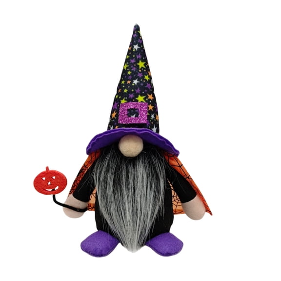 Elainilye Gnome Figurine Halloween Decor Faceless Dwarf Ornament 10 Inch, Garden Fairy Statue for Shelf Desk Party Decoration