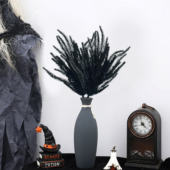 Uxgjfwu Halloween Black Floral Stems - Artificial Pine Needles Spray for Vase Centerpiece Fall Decor