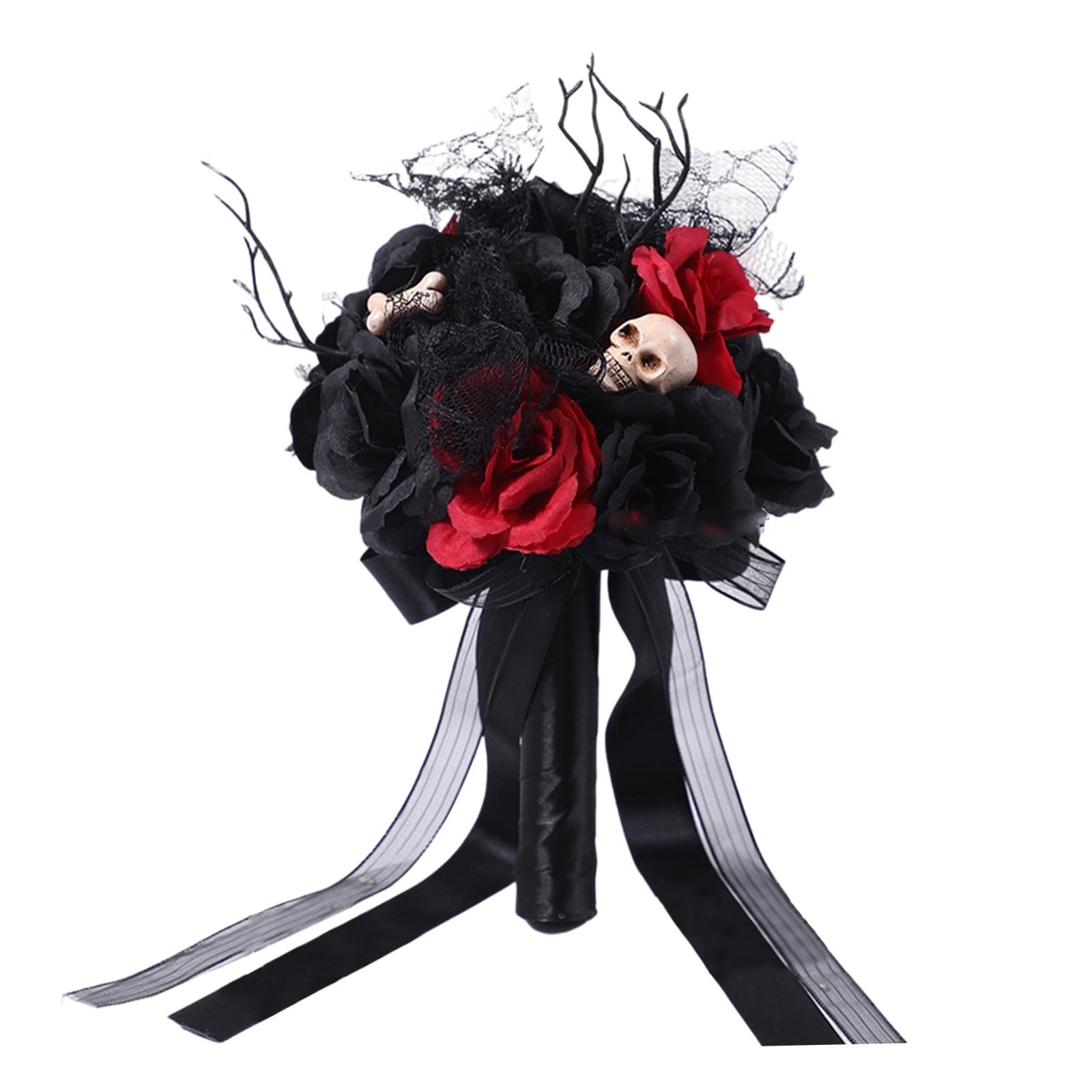 Uxgjfwu Halloween Bouquet, Dark Gothic Skull Flower Arrangement for Day ...