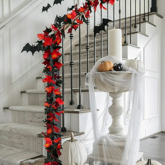 Uxgjfwu Halloween Fall Garland 6FT Maple Leaf Vine Artificial Autumn Foliage Hanging Decor for Home Fireplace Party Christmas Thanksgiving