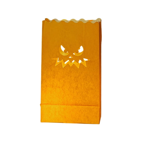 Uxgjfwu Halloween Luminary Bags with LED Candles Fireproof Pumpkin Tea Light Lanterns for Outdoor Pathway Decor