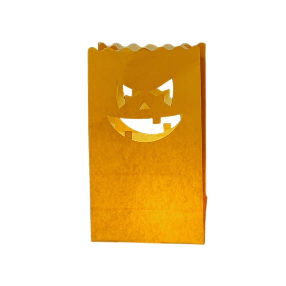 Uxgjfwu Halloween Luminary Bags with LED Candles Fireproof Pumpkin Tea Light Lanterns for Outdoor Pathway Decor