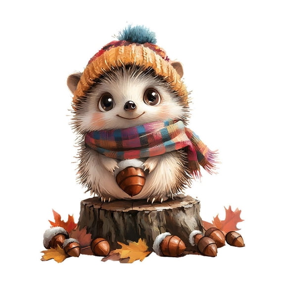 Uxgjfwu Halloween Window Cling Cute Hedgehog Witch Hat Decal - Removable Glass Sticker for Bedroom
