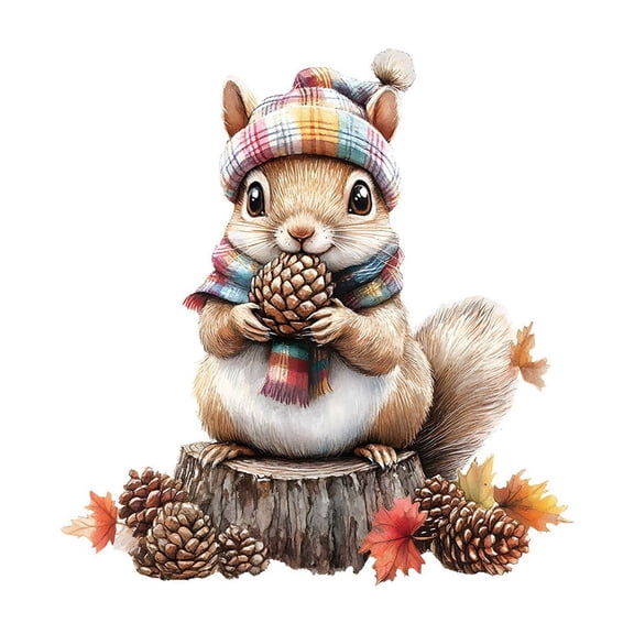 Uxgjfwu Halloween Window Cling Cute Squirrel Witch Hat Decal - Removable Glass Sticker for Bedroom
