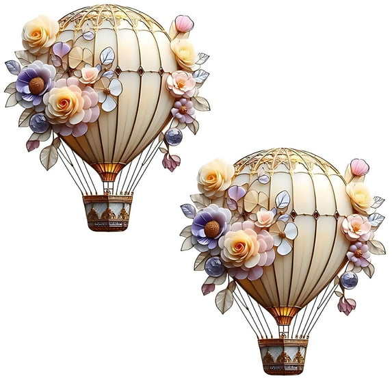 Uxgjfwu Heart Shaped Acrylic Decor 2 Pack, Hot Air Balloon Hanging Ornament for Home Party Wedding Nursery Decor