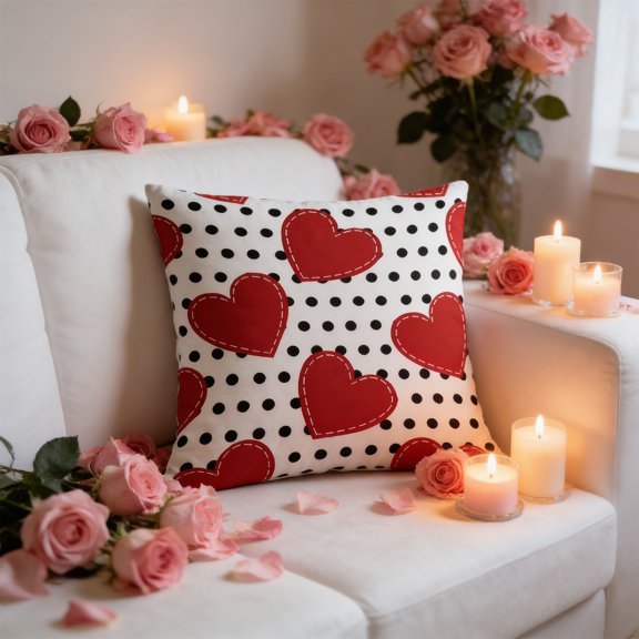 Uxgjfwu Holiday Pillowcase, Heart Shaped Pattern Cushion Cover for Home, Decorative Pillow Cover for Living Room, Seasonal Decor