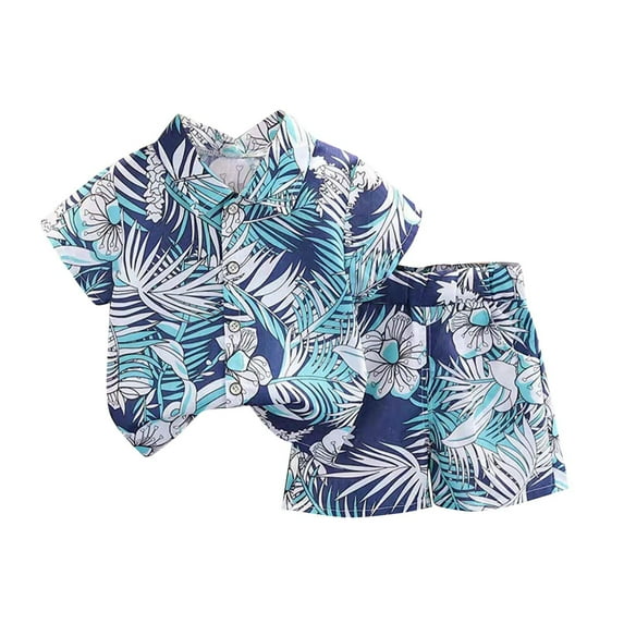 Uxgjfwu Kids Beach Outfit Floral Shirt And Shorts Sets Toddler Boys And Girls Summer Clothing Sets