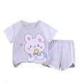 thumbnail image 1 of Uxgjfwu Kids Outfits for Boys and Girls Toddler Clothing Sets Casual Cute Printed Outfits Summer Short Sleeve Shirts Shorts 2PC Sets, 1 of 3