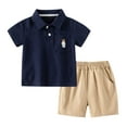 thumbnail image 1 of Uxgjfwu Kids Short Sleeve Suit Summer Clothing Toddler Outfits Turndown Collar Botton Solid Color Shorts Sets, 1 of 8
