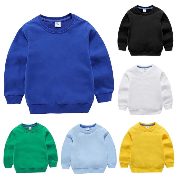 Elainilye Kids Sweatshirt Boys Girls Hoodies Kids Plain Print Long Sleeve Sweater Pullover Outerwear Sizes 1-10,Yellow