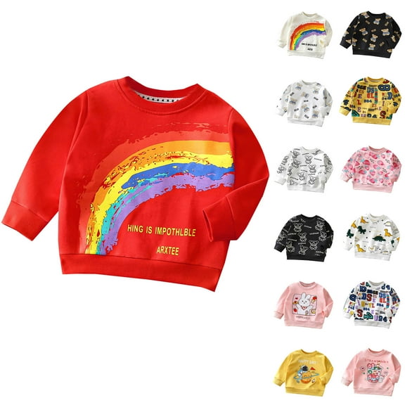Uxgjfwu Kids Sweatshirts Pullover Tops Toddler Fall Clothes Children Pullover Tops Casual Sweatshirt Printed Shirts Tops