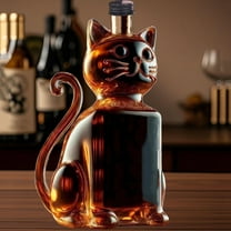 Uxgjfwu Kitty Whiskey Bottle, 300ml High Borosilicate Glass Animal Shaped Liquor Decanter for Gift or Personal Use, Enhances Drink Style