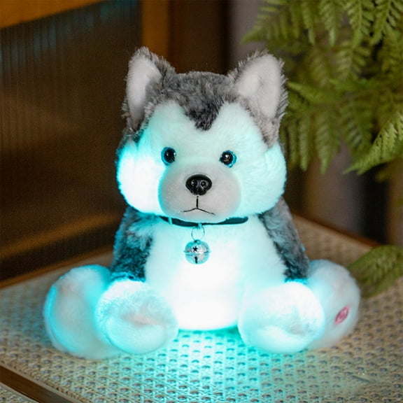 Uxgjfwu Light up Husky Stuffed Animal Toy, Soft Dog Plush Toy, Holiday Christmas Valentine's Day Gifts for Kids Women Lover
