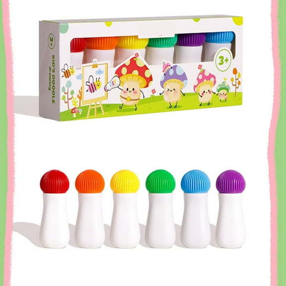 Uxgjfwu Magic Mushroom Paint Pens 6 Color Washable K-ids Art Markers for Kindergarten Toddler Drawing Graffiti Early Learning Craft