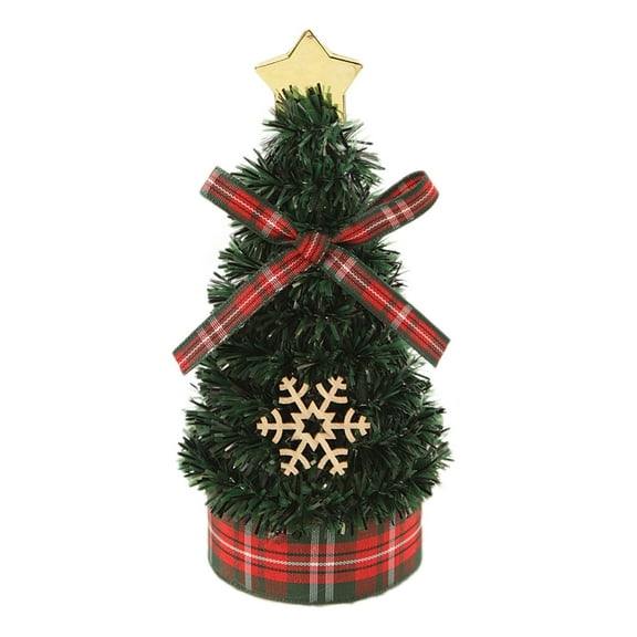 Elainilye Mini Christmas Tree 13cm Small Desktop Decoration Cartoon Cute Holiday Office Decor