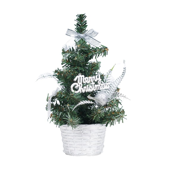 Elainilye Mini Christmas Tree Potted Plant 16 Inch Small Artificial Tree for Desktop Display Tabletop Christmas Decorations Home Office Decor