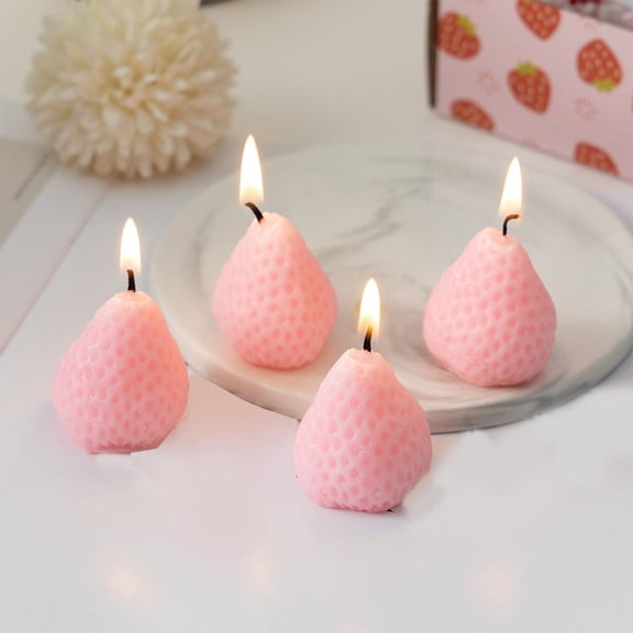 Uxgjfwu Mini Scented Candles, 9 Pcs Strawberry Shaped Decorative Candles, Fragrant Wax Candles for Photography Props, Birthday Gift Scented Candle Set