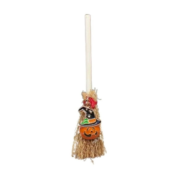Uxgjfwu Mini Witch Broomstick, Cute Small Decorative Broom for Halloween Decor, Witch Theme Party Prop for Kids and Adults, Indoor Outdoor Use