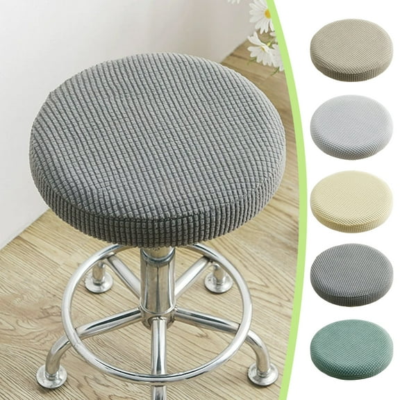 Uxgjfwu Plaid Stool Cover - Round Swivel Chair Protector for 12-14 inch Diameter Bar Stools, Salon Cushion Pad