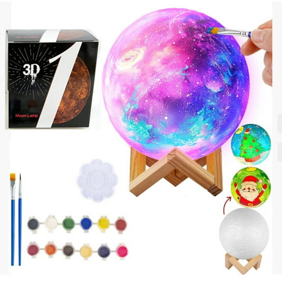 Uxgjfwu Plaster Graffiti Night Light Kit, Moon Shaped DIY Painting Project with LED Light, Handcrafted Bedside Decor, Fun Art Activity for Home, Personalization Gift