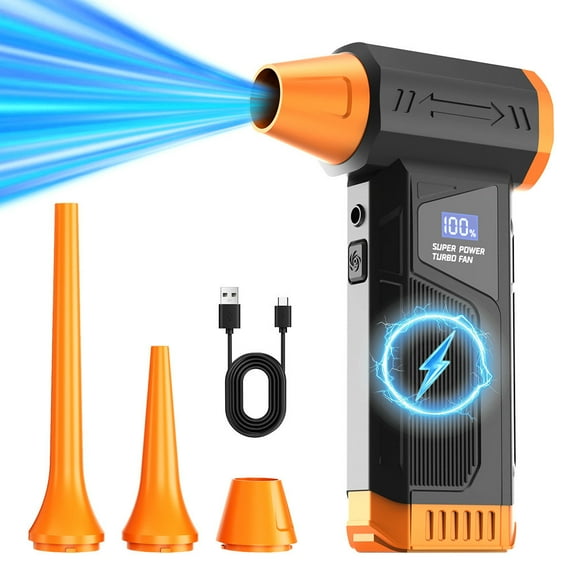 Uxgjfwu Portable High Power Electric Snow Blower, Cordless Turbo Fan Blower with Multiple Attachments, Handheld Blower for Snow Removal, Cleaning, Drying, Outdoor Use