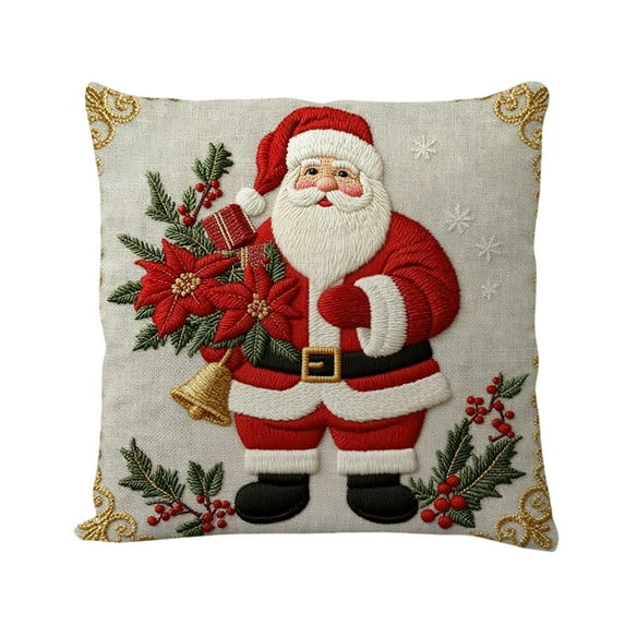 Uxgjfwu Red Christmas Pillow Cover 18x18 Inches Snowman Reindeer Design Linen Fabric for Sofa Decoration Holiday Decor Gift