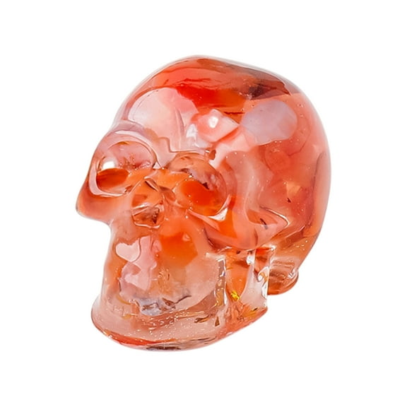 Uxgjfwu Resin Skull Decor, Natural Crystal Gravel Gothic Head Sculpture Halloween Tabletop Ornament for Home Desk Display Spooky Gift