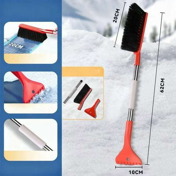 Uxgjfwu Retractable Aluminum Alloy Auto Snow Shovel, Extendable Handle Snow Removal Tool for Vehicle, Compact Winter Emergency Shovel for Car Trunk Storage