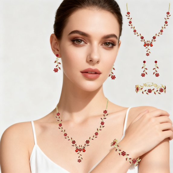 Uxgjfwu Rhinestone Teardrop Jewelry Set, Sparkling Necklace and Earrings Gift Set, Elegant Accessories for Evening, Party, Date, Special Event, Presentation Box