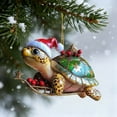 thumbnail image 1 of Uxgjfwu Santa Hat Turtle Ornament, Gold Dust Acrylic Christmas Hanging Decoration, Cute Animal Design for Tree, Gift Package, Party Decor, 1 of 6