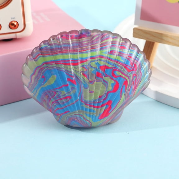 Uxgjfwu Shell Shaped Slow Rising Stress Relief Toy, Sea Coast Themed Glitter Stress Balls, Soft Flexible Sensory Fidget Toys, Decompression Squeeze Toy Gift for Adults Kids