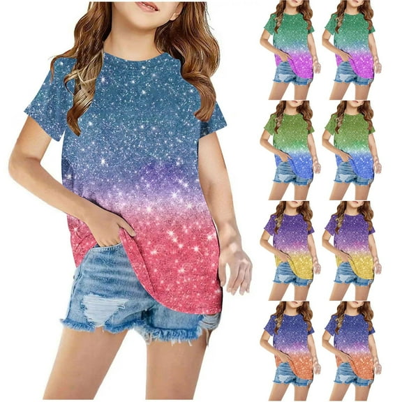 Uxgjfwu Shirts for Kids Short Sleeve Graphic T-Shirt for Girls and Boys T-Shirt Tee Kids Summer Clothes, Sizes 3-12